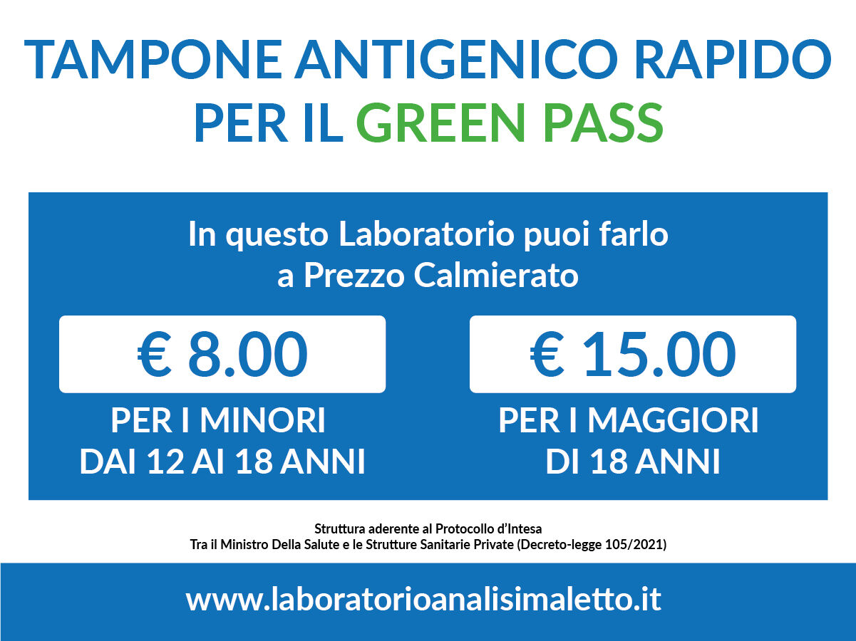 TAMPONE RAPIDO ANTIGENICO PER IL GREEN PASS A PREZZO CALMIERATO